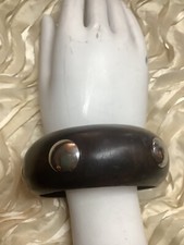 Chunky Brown Wood Silver Tone