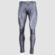 Hommes Slim Peau de Serpent PU Cuir Pantalon Sexy Doublure Polaire Leggings Club