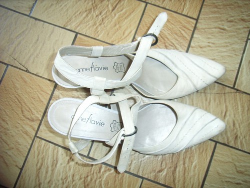 Pieds cuir écru anna - cuir,