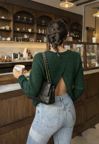 Pull vert sapin laine - ba&sh,