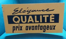 Pancarte publicitaire vintage années 50 60 carton velours élégance qualité prix