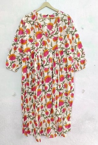 Main bloc imprimé robe - main, coton