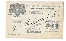ancien chromo carton  publicitaire H. 8,5 cms LAPRA Marseille Reynaud savons + 1