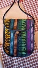 Vintage Psychedelic Little Hippie Bohemian Fabric Purse side bag Wallet 