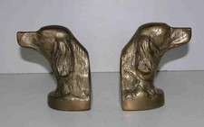 Serre livres anciens en laiton têtes de chiens (hauteur = 12 cm)