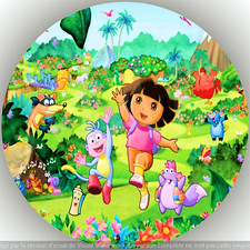 Dora l'exploratrice. Décoration de gâteau comestible , Azyme, disque diam.20cm.