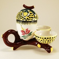 HENRIOT QUIMPER salière poivrière moutardier  Souvenir de St Pair-sur-Mer