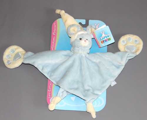 Doudou plat souris bleu ciel - bleu,