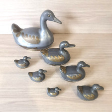 Boites gigognes en plomb et laiton forme canard, vide poche,boite à bijoux