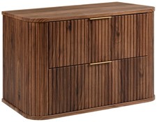 Meuble sous-lavabo salle de bain ELEGANCE 80 cm façade rainurée noyer