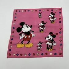mouchoir ancien en tissu - Mickey et Minnie - Walt Disney - vintage