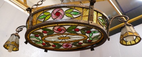 Lustre art déco vitrail - art,
