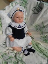 ensemble robe 3 pces fait mains et robe bébé 3 mois ou poupée reborn 55cm