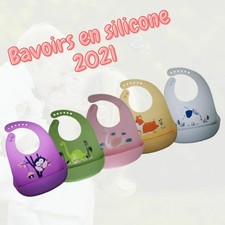 Silicone étanche Bavoirs avec 6 Bouton Réglable, pour les garçons & les filles