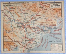 ✶RARE✶ Ancienne carte scolaire Vidal-Lablache 45, 1930 – Indochine Nord, Tonkin