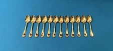 12 cuillères à moka CHRISTOFLE modèle MARLY métal doré 10 cm couvert table