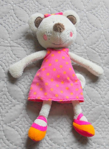 Doudou souris beige robe rose - beige,