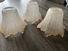 3 TULIPE GLOBE EN VERRE   LUSTRE LAMPE LAMPADAIRE ART NOUVEAU DECO  