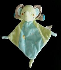 *. DOUDOU PLAT SIMBA NICOTOY ELEPHANT BLEU VERT TAUPE LUNE ETOILES ETAT NEUF*