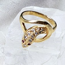 Bague Serpent Plaqué Or Rubis