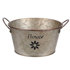 Cache Pot de fleurs en métal aspect zinc 9 cm