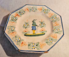 ANCIENNE ASSIETTE OCTOGONALE  EN FAIENCE  HENRIOT QUIMPER FRANCE 124