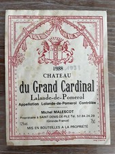 Étiquette Château du Grand Cardinal 1988- Lalande de Pomerol - 75 cl