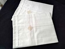 2 Taies d'oreillers en coton blanc avec broderies et jours  65 x 65 cm