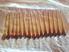 Lot 15 Pampilles Goutte D'eau Verre De Murano Ambree 70th,venini,sans Attaches