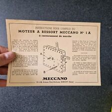 MECCANO notice d'instruction MOTEUR à ressort n° 1 A