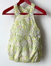 Adorable Salopette d'été Bébé Fille Motif Fleur Libertiy 6 Mois Vert Jaune Rose