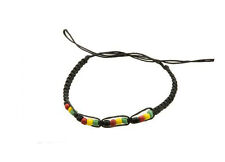 Bracelet brésilien Rasta  en fil coton cire tressé + Perles  # 8203