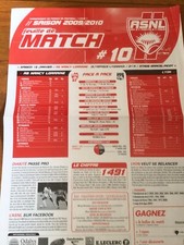 Programme FEUILLE DE MATCH ASNL )) NANCY V OL LYON saison 2009/2010