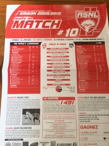 Programme feuille match - programme, de