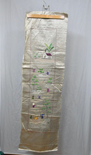 BRODERIE ARTISANALE ASIATIQUE 2 PANNEAUX CAMPAGNE/PAYSANS COCHINCHINE SOIE XIX°