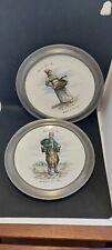 2 Assiettes Porcelaine FD CHAUVIGNY made In France Framed With Metal Home Decor