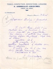 Facture   1938 TISSUS