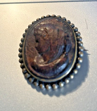 ancien grand camee broche de deuil