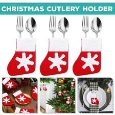 Porte-Couverts De Noël Chaussettes De Bottes Sac Poche Vaisselle Portable