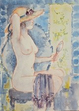 Roger HAROT (1928-2003) Aquarelle 42x30cm Nu École de Paris Jeune Peinture