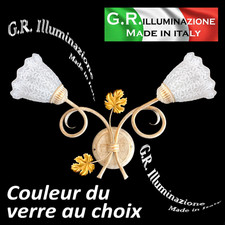 Applique classique ivoire or 2 lumières lampe murale verre au choix AUTUNNO