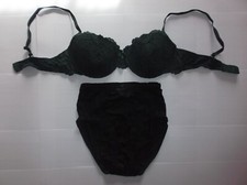 LINGERIE : *** ENSEMBLE SOUTIEN-GORGE VERT & CULOTTE NOIRE *** - NEUF (2)