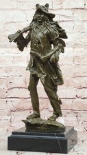 Sculpture En Bronze D'Indien Chef Par C M Russell Signée Avec Coiffe Collectible