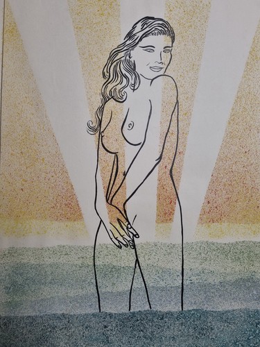 Baigneuse étude nu signé - baigneuse,, de