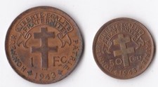 Afrique Equatoriale Française Libre, 50 Centimes et 1 Franc 1943