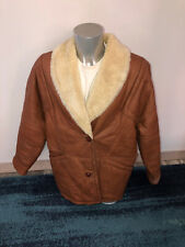 veste vintage homme hiver cuir fauve mouton retourné taille L made in Uruguay