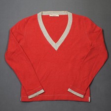 BRUNELLO CUCINELLI ladies 100% cashmere red sweater L / Large knit v-collar