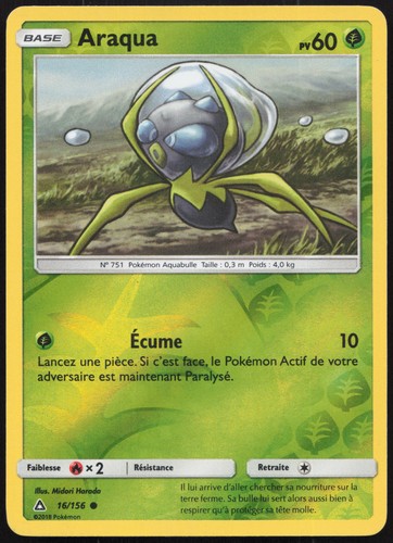 Carte pokémon araqua 156 - carte, 16/156