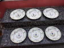 Lot 6 Assiettes creuses Moustiers L C Barbotine Handpainted France Motif VINTAGE