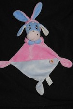Doudou plat bourriquet rose bleu DISNEY NICOTOY blanc pois capuche TTBE